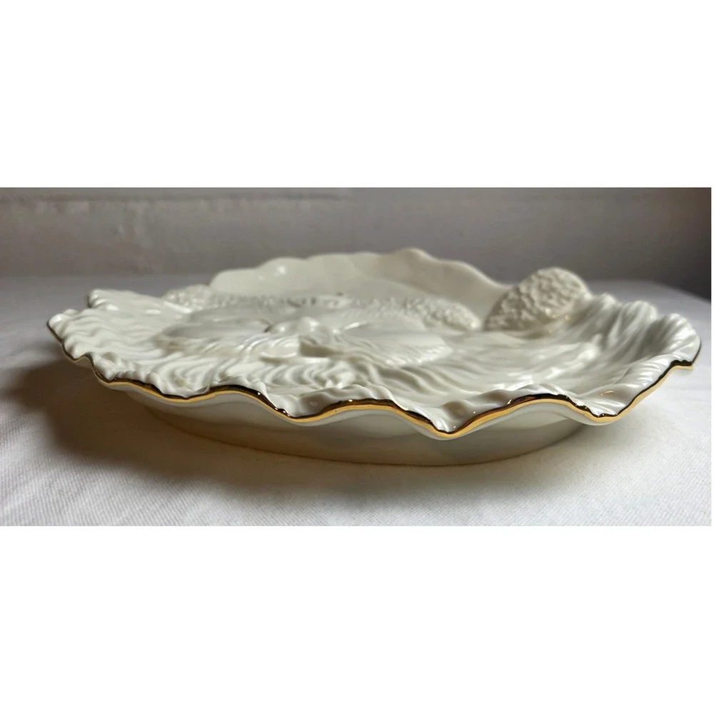 Vintage 2000s Mikasa Santa's Cookie Plate with Gold Rim includes Box